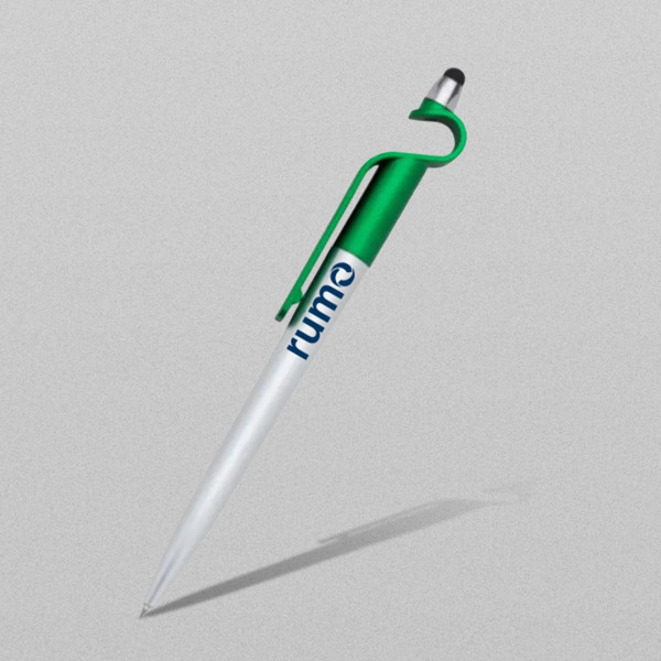 Caneta Plastica Com Touch Verde