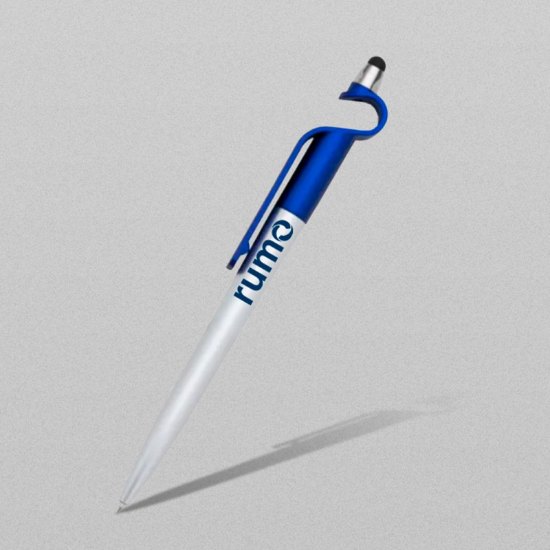 Caneta Plastica Com Touch Azul