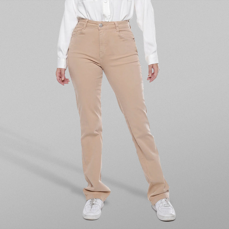 Calça Reta Bege 